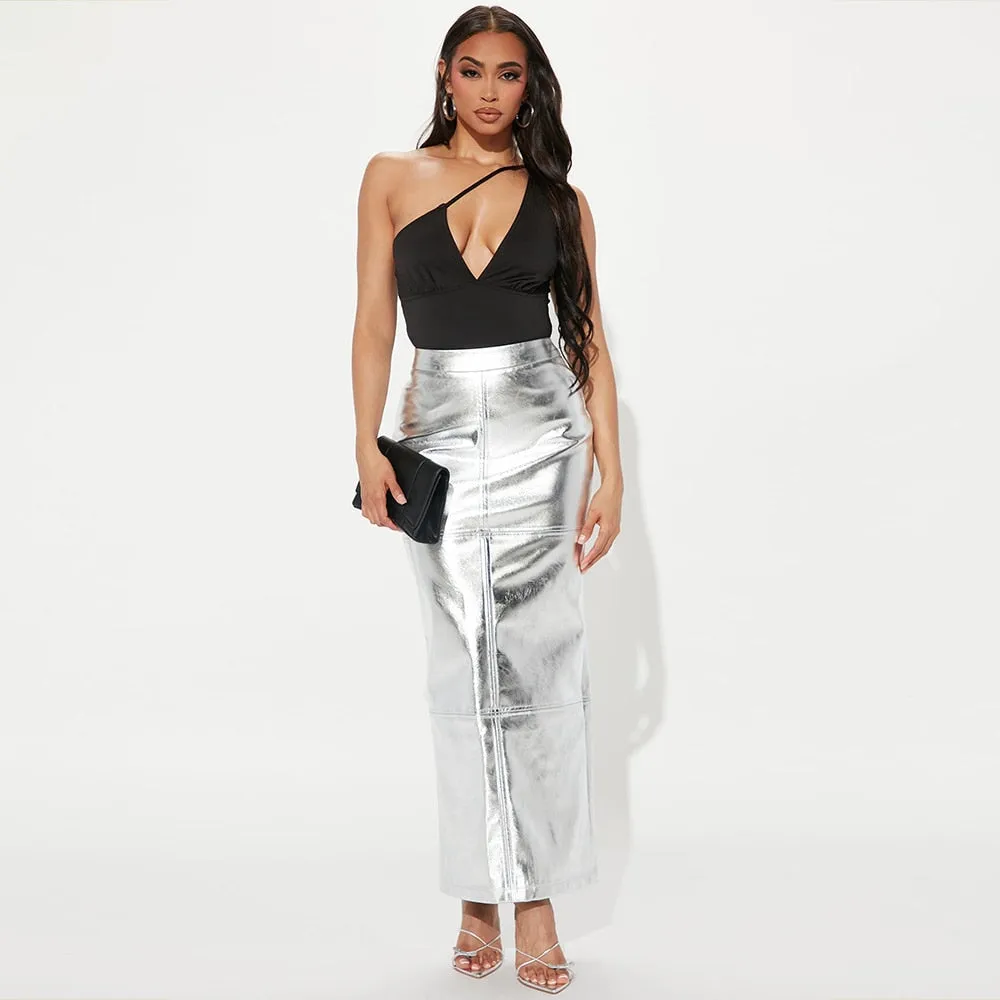 TEEK - Magical Metallic Slim Maxi Skirts