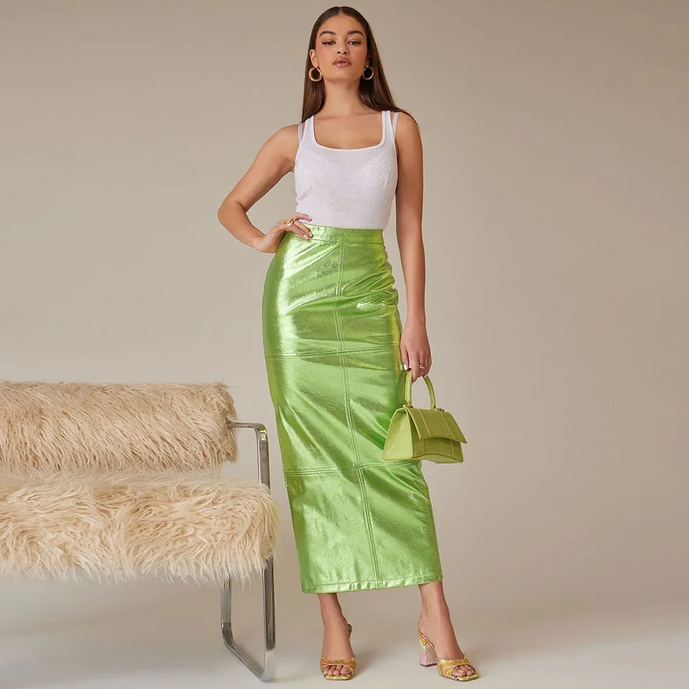 TEEK - Magical Metallic Slim Maxi Skirts