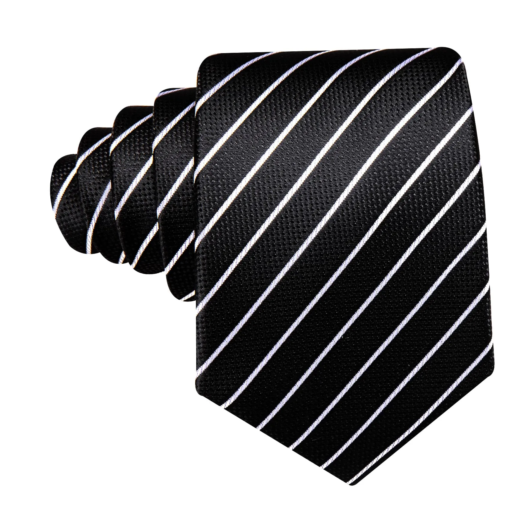 Ties2you Dress Tie Black White Striped Men's Silk Tie Hanky Cufflinks Set