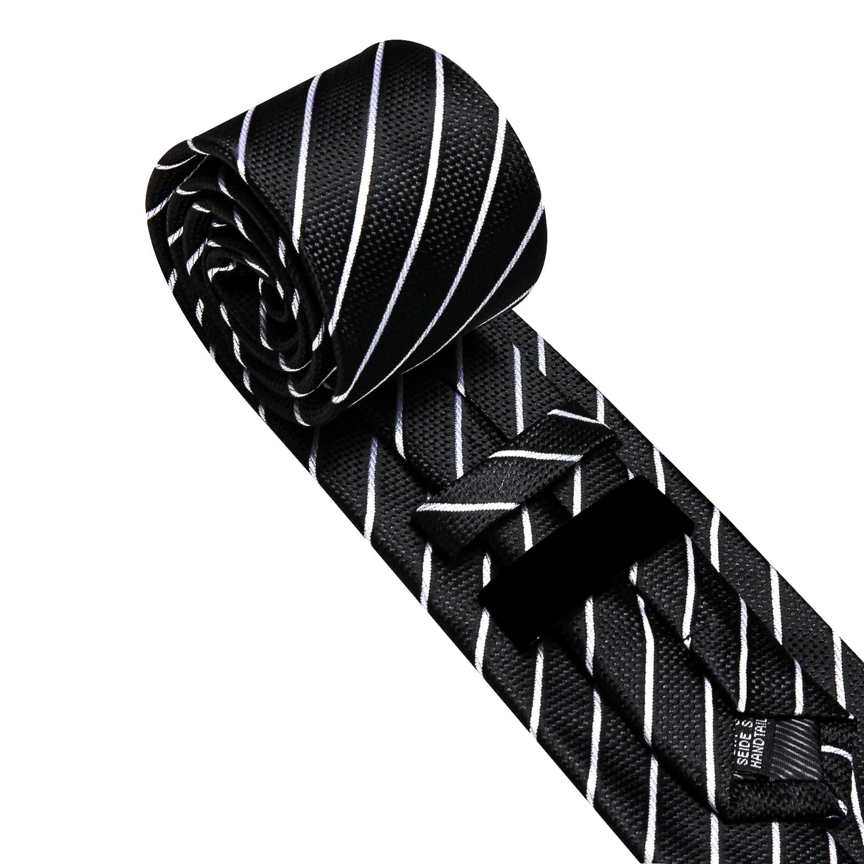 Ties2you Dress Tie Black White Striped Men's Silk Tie Hanky Cufflinks Set