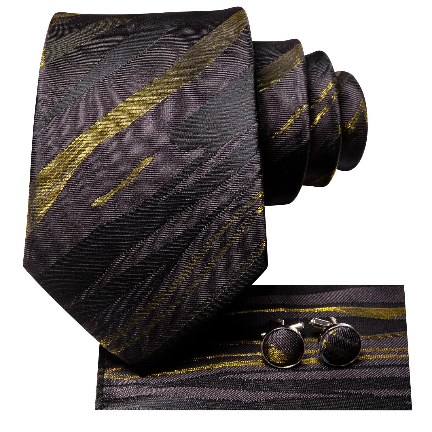 Ties2you Extra Long Tie Black Green Striped 70 Inches Silk Mens Tie Set