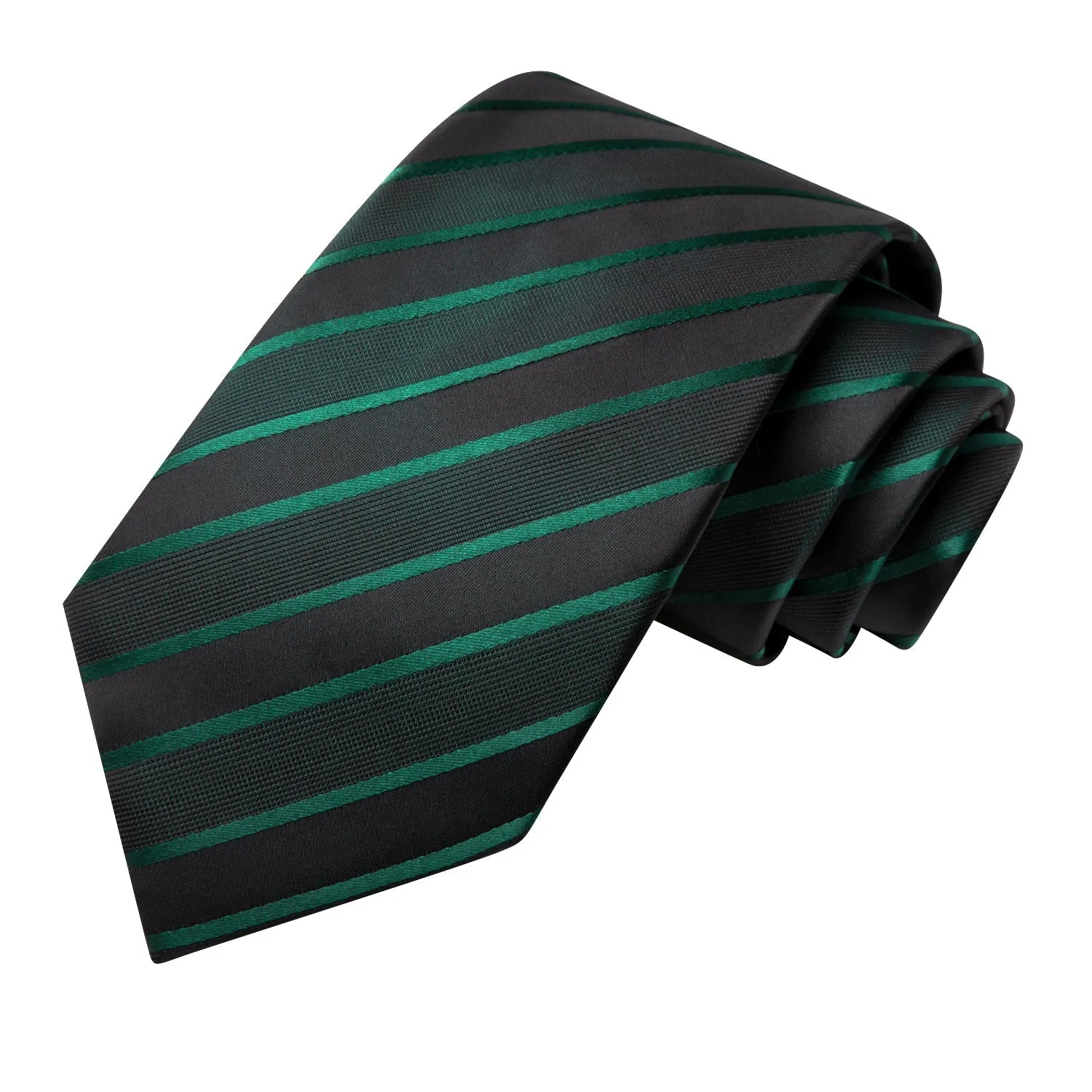 Ties2you Extra Long Tie Green Black Striped 70 Inches Silk Mens Dress Tie Set for Business