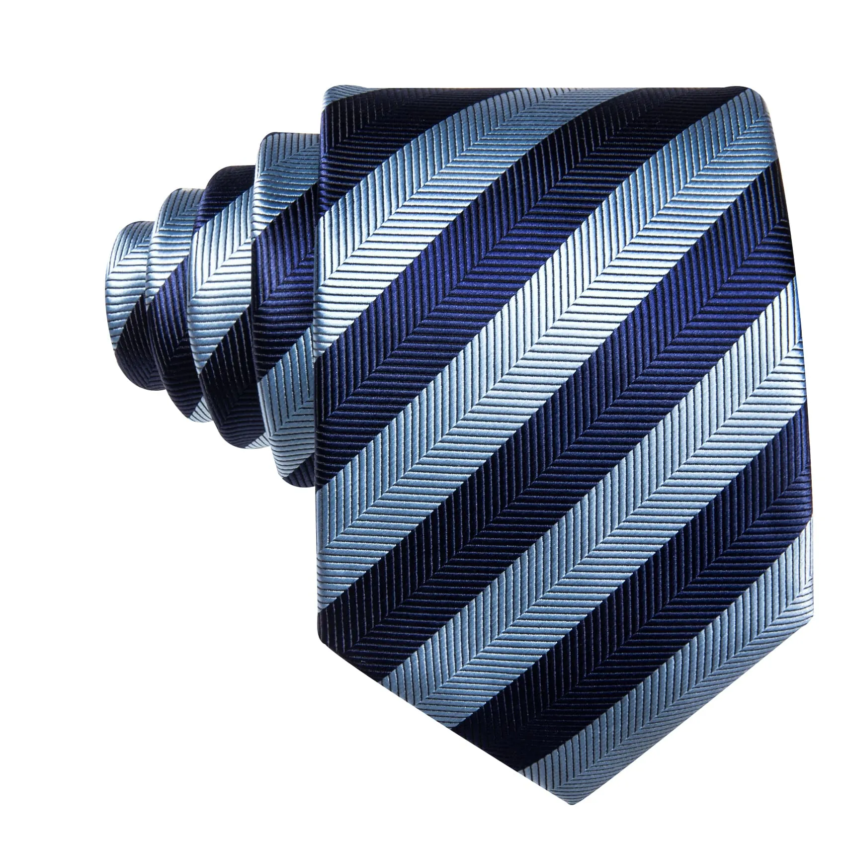 Ties2you Silk Tie Navy and Sky Blue Striped Men's Tie Pocket Square Cufflinks Set for Business