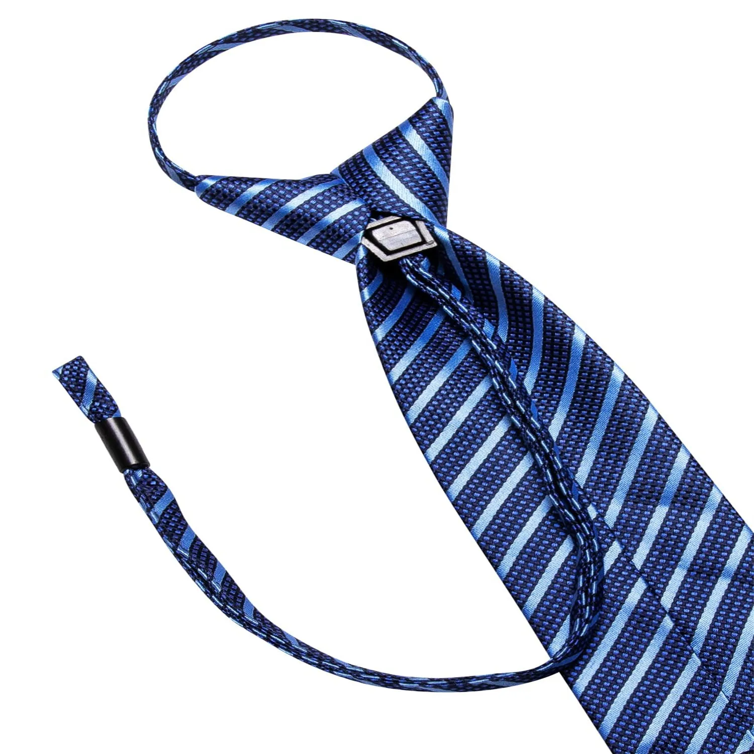 Ties2you Tie Top Navy Blue Striped Silk Lazy Mens Business Easy-pull Work Dresses Tie Set