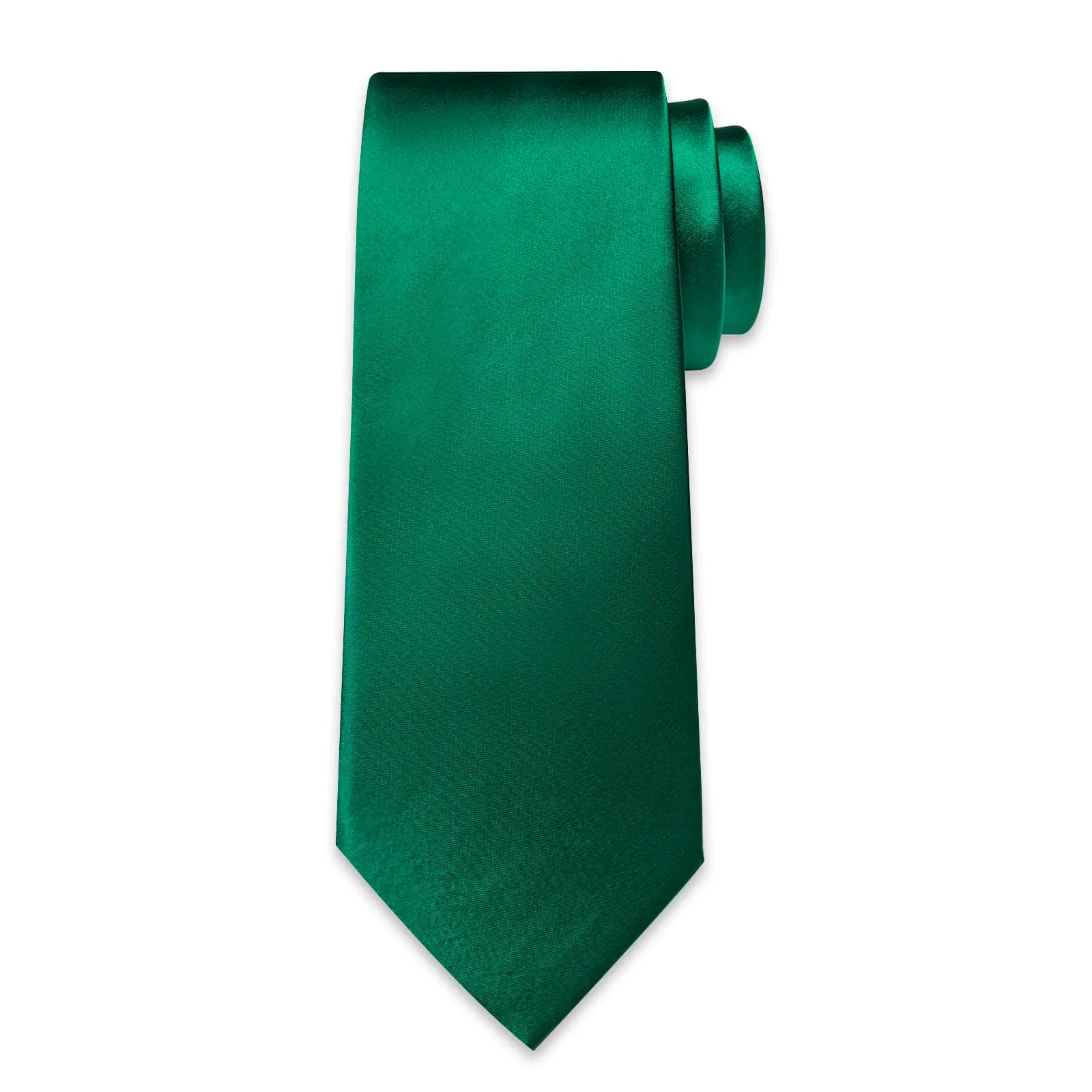 Ties2you Tie Top Shining Solid Silk Mens Emerald Green Work Dresses Tie Handkerchief Cufflinks Set