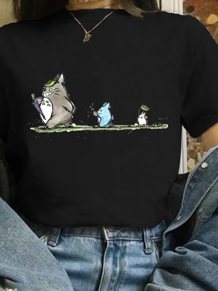 Totoro Studio Ghibli Harajuku Kawaii T Shirt Women Ullzang Miyazaki Hayao Tshirt Funny Cartoon T-shirt Cute Anime Top Tee Female