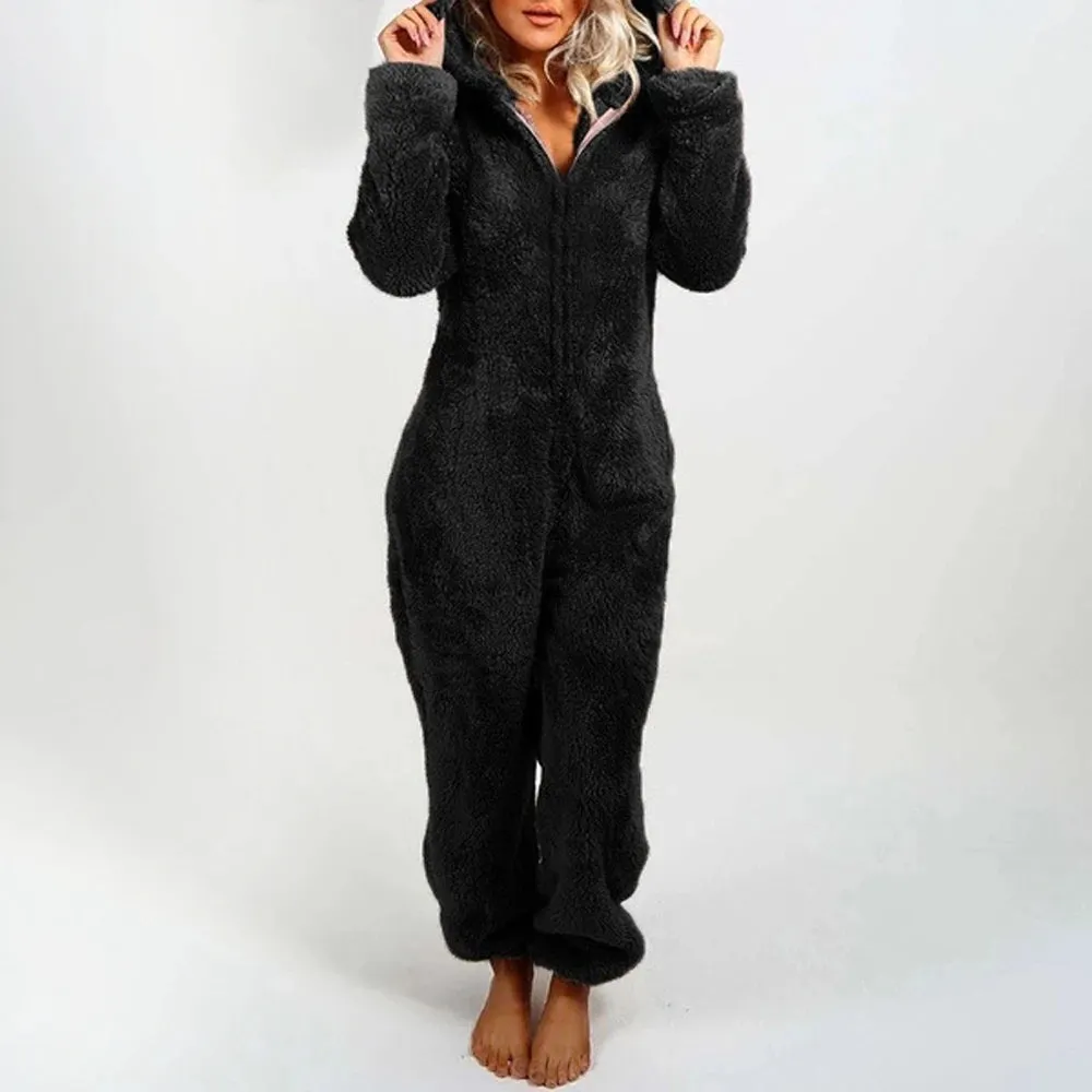 Trendy Plush Jumpsuit Pajamas Long-Sleeve