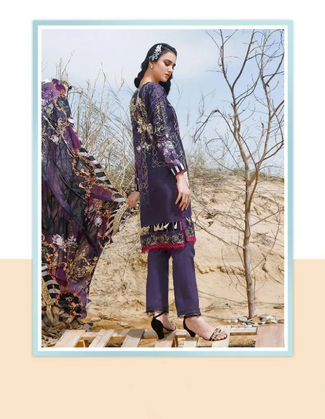 Unstitched Purple Ayesha Zara Pakistani Style Salwar Suits