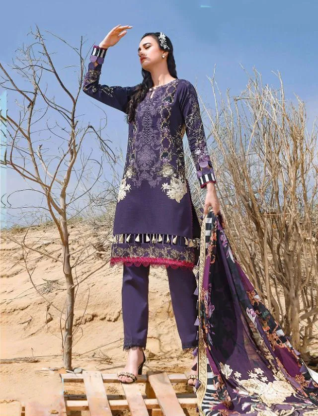 Unstitched Purple Ayesha Zara Pakistani Style Salwar Suits