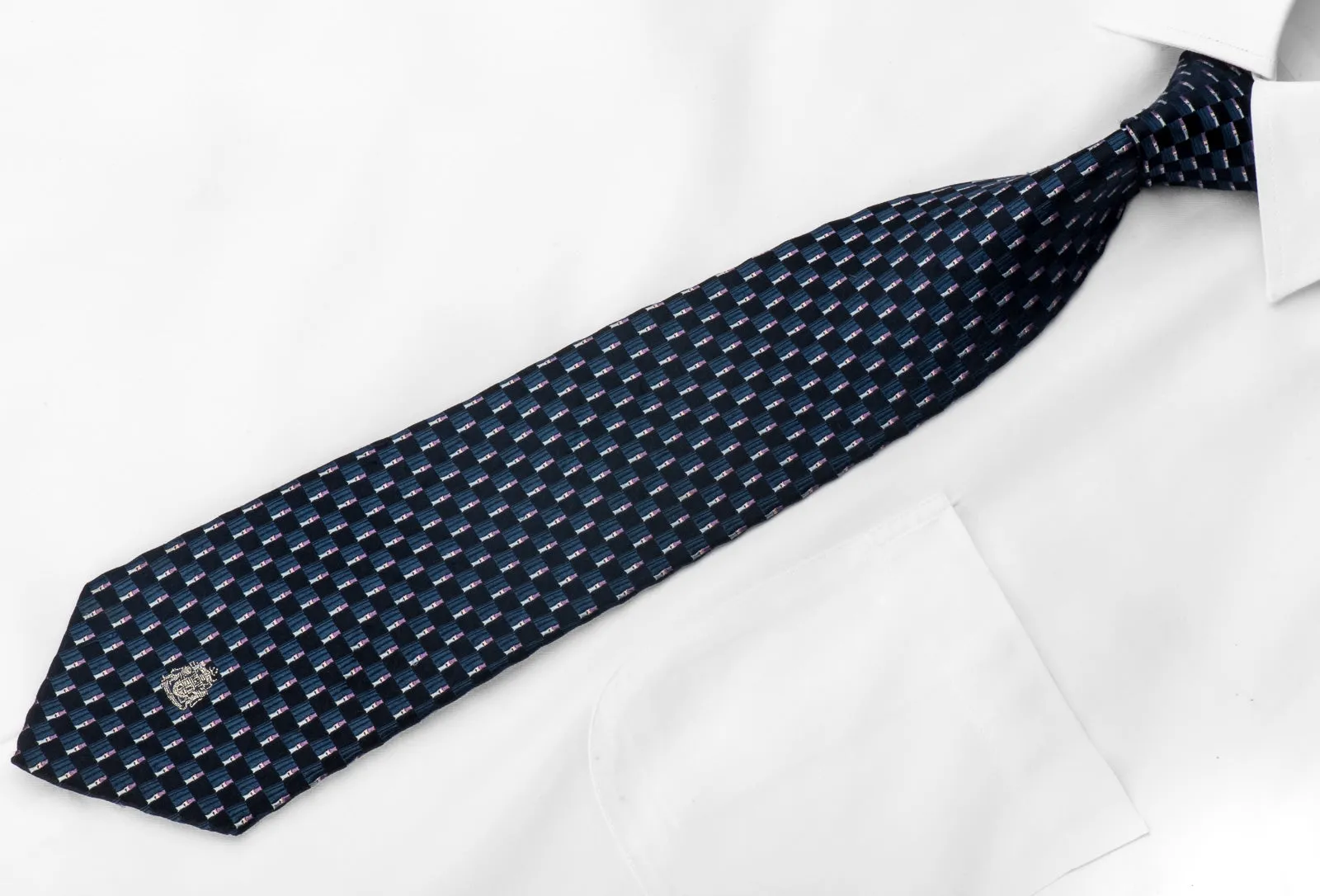 Valentino Rudy Men's Silk Tie Geometric On Blue