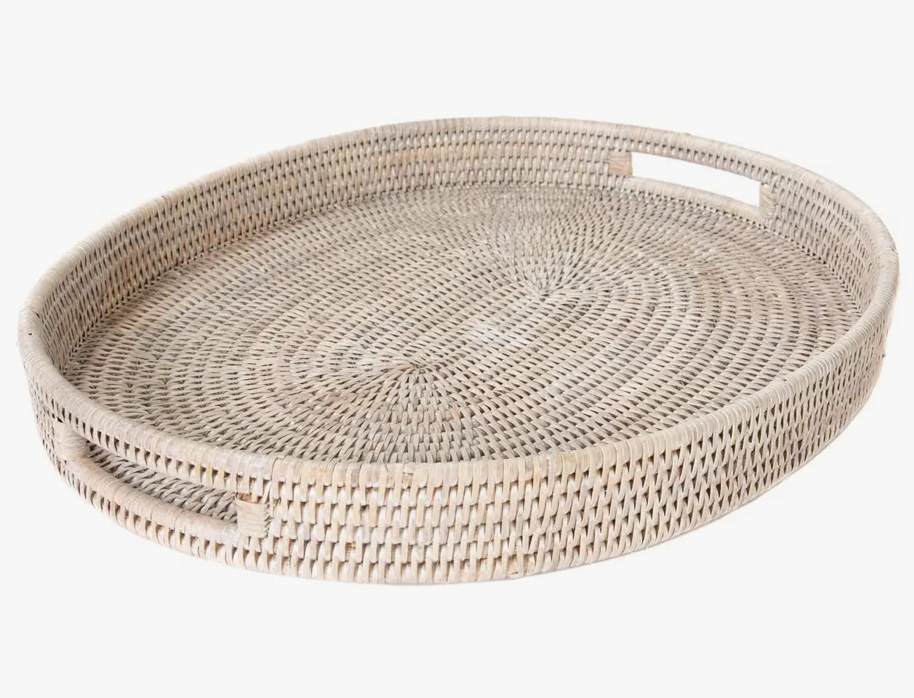 Whitewash Rattan Oval Tray