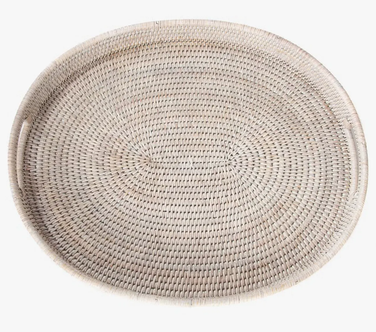 Whitewash Rattan Oval Tray