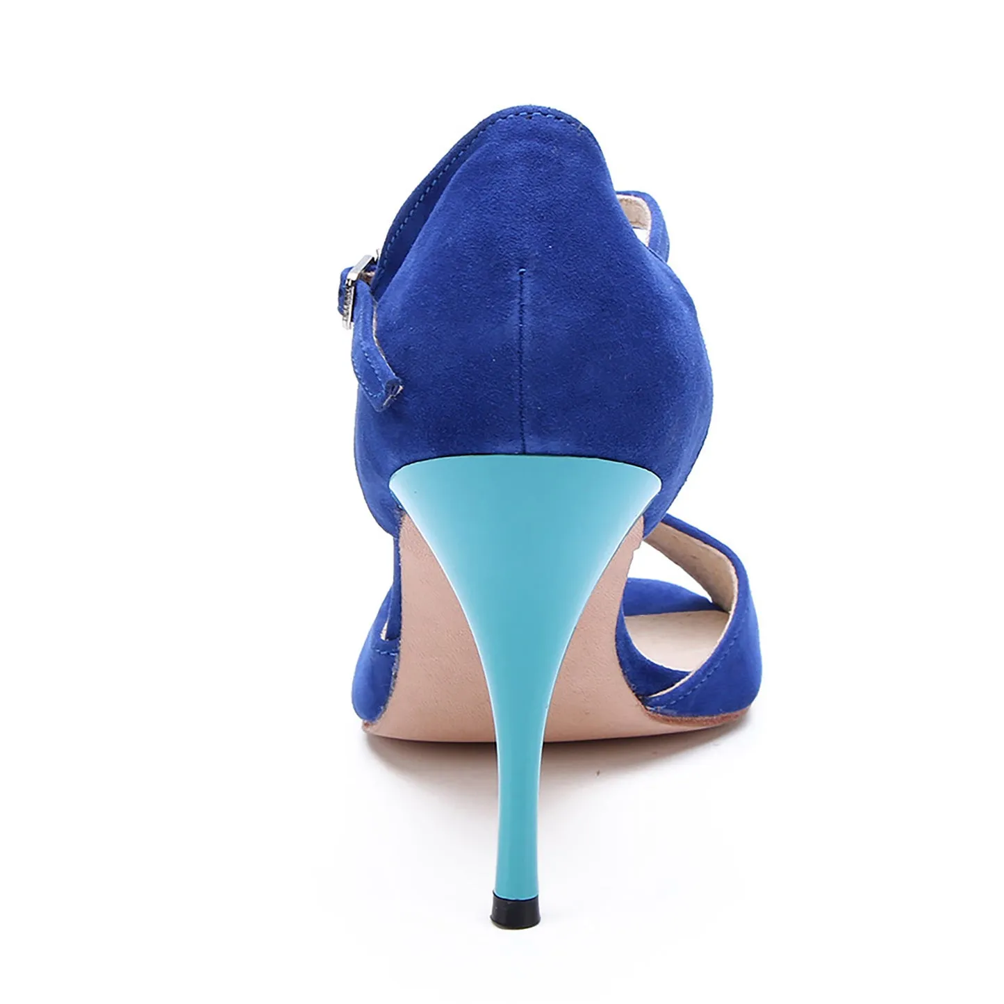 Women's Blue Real Leather 9cm Heels Dance Shoes Tango Shoes