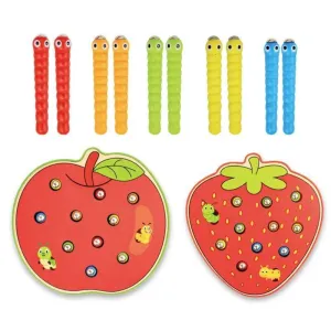 Wooden Puzzle Baby Wooden Toys Early Learning Toys Children Educational Toys Catch Worm Game Color Cognitive Strawberry Grasping